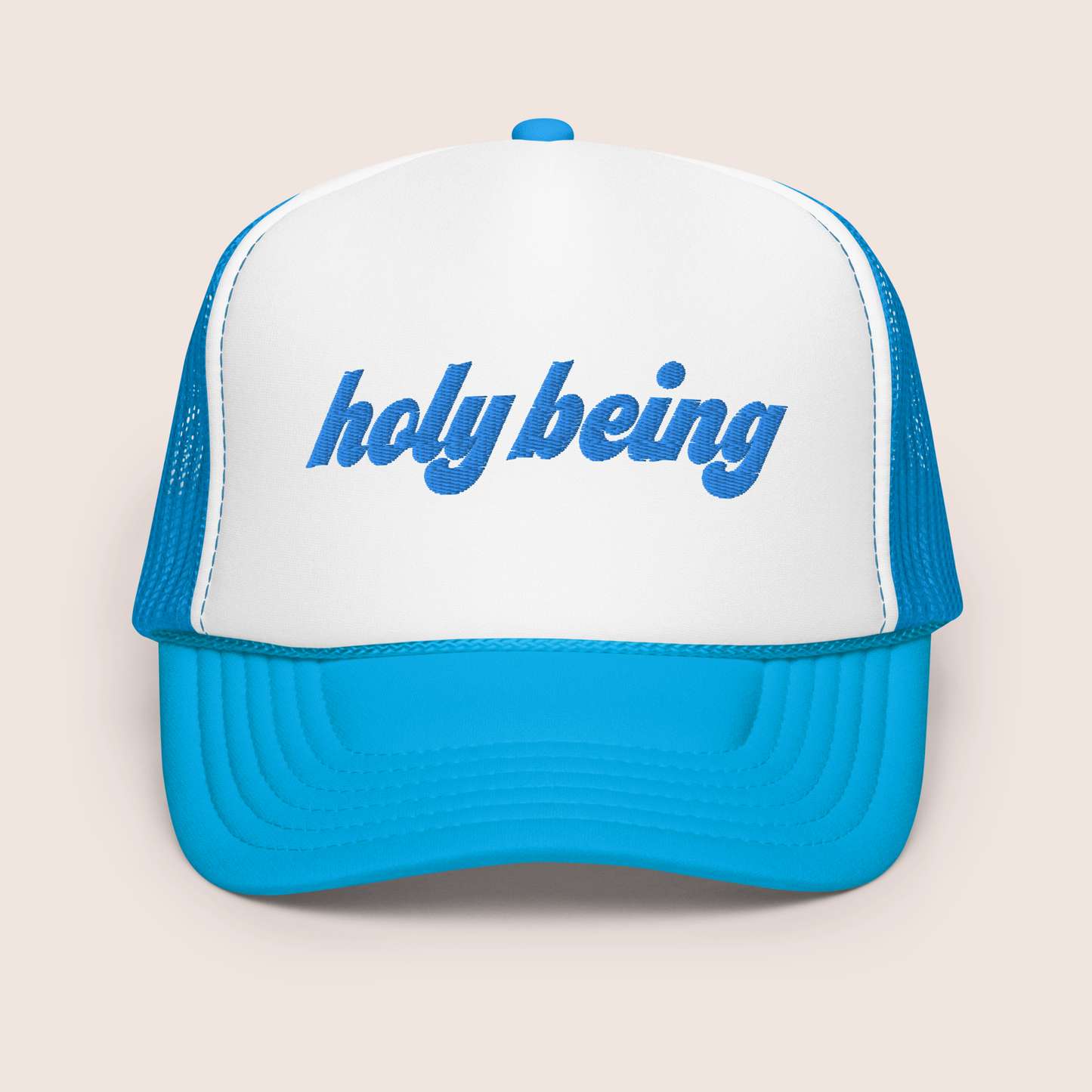 holybeing Trucker Hat Old Quotation Blue